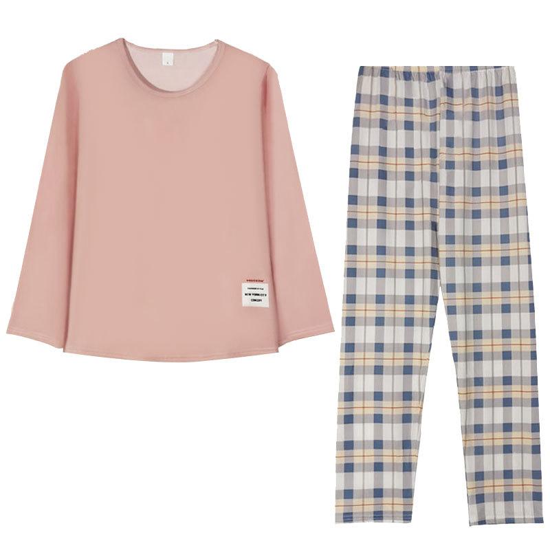 Spring and Autumn New Women's Pajamas Homewear Set Girls Students Plaid Leisure Long-Sleeved Casual Pajamas Women's Homewear Set
