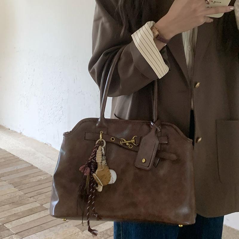 Retro Briefcase Bag Female Large-capacity Texture All-match Simple Niche Design Portable One-shoulder Tote Bag