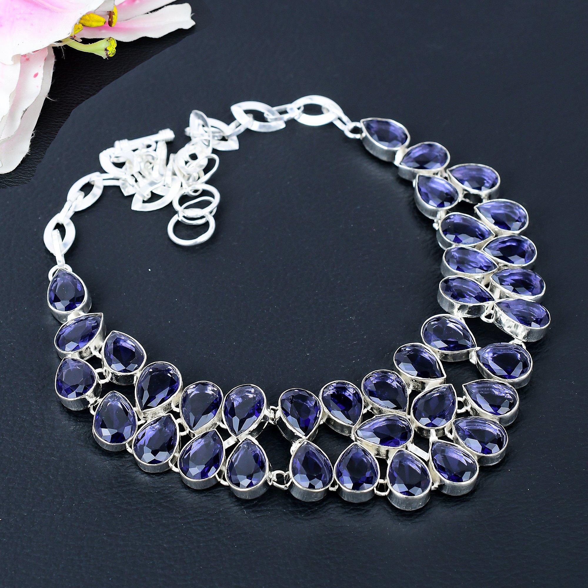 

Amethyst Gemstone Handmade 925 Sterling Silver Jewelry Necklace 18 KG-403