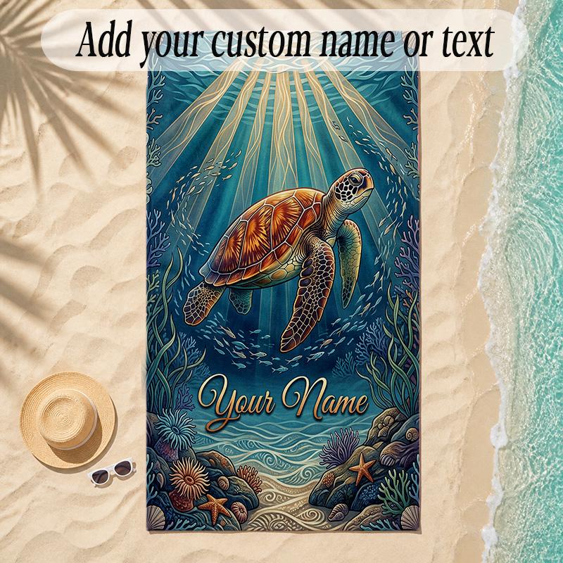 Meerjungfrau Thema Weiches Strandtuch Personalisiert Benutzerdefinierter Name Text Handtuch Tragbar für Strand Pool Reisen