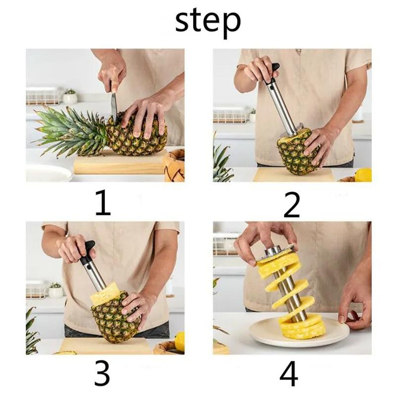 1Pc Stainless Steel Easy To Use Pineapple Peeler Accessories Pineapple Slicers Fruit Knife Cutter Corer Slicer Kitchen Tools