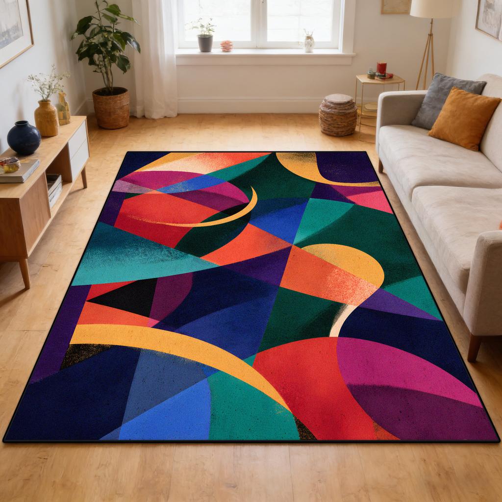 Dopamine Color Abstract Style Living Room Carpet Decoration Home Sofa Area Soft Rug Children Bedroom Non-slip Crawling Mat Floor