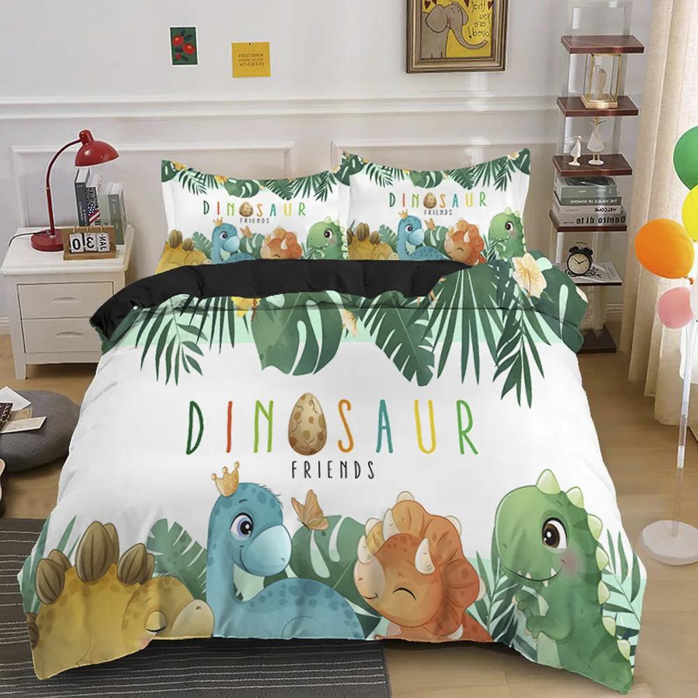 Kids Dinosaur Bedding Set Boys Cartoon Duvet Cover 3D Animal Microfiber Quilt Cover For Boy Girl Child Bedroom Decor