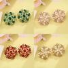Geometric Alloy Sparkling Earrings With Gold Posts For Women Wedding Party