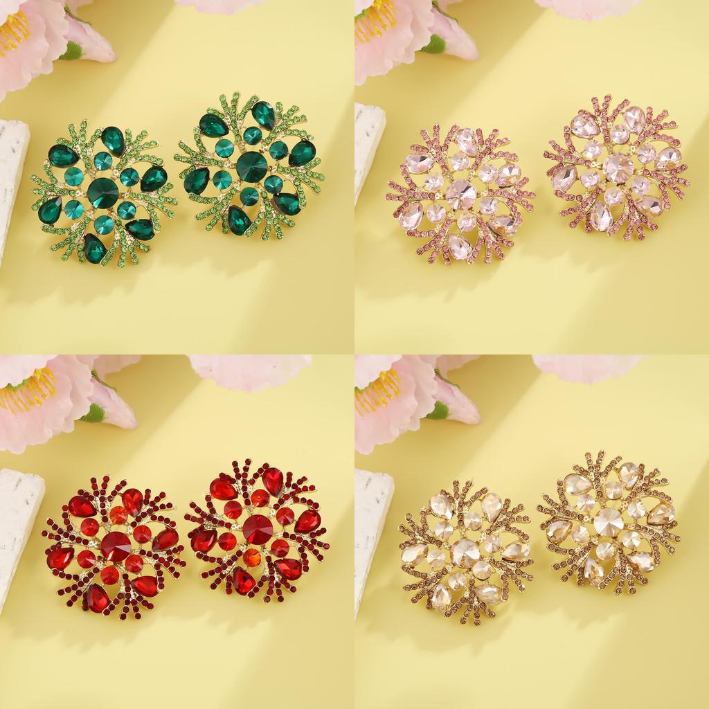 Geometric Alloy Sparkling Earrings With Gold Posts For Women Wedding Party