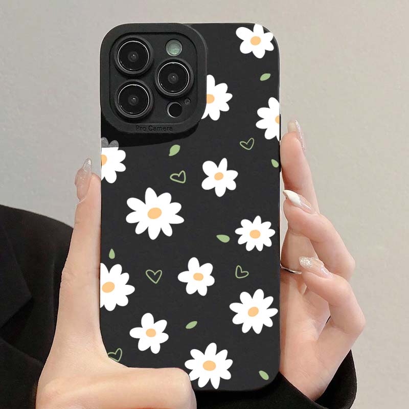 Beautiful Daisy Floral Heart Gentle Style Phone Case For IPhone 17 16 15 14 13 12 11 Series Pro Max Plus Protection Trendy Cover