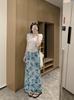 Plus Size Women's Retro Floral Midi Fishtail A-Line Mesh Skirt