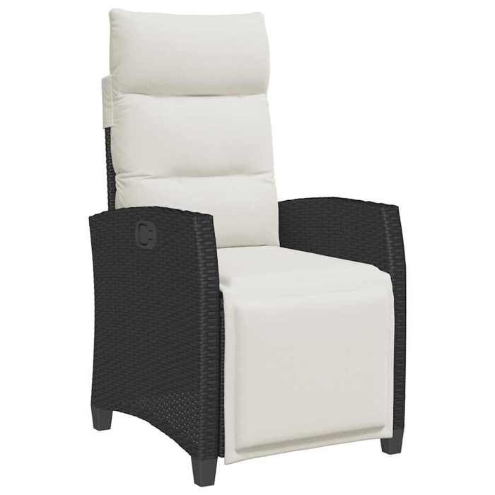 VidaXL Reclining Garden Chair with Side Table Black Polyrattan, Reclining Patio Chair, Garden Armchair 4108275