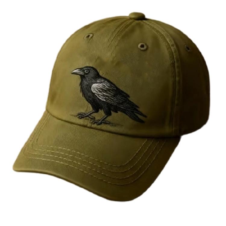 Crow Design Baseball Cap Gothic Adjustable Strap Baseball Hat for Music Festival and Theme Event Gathering Headwear