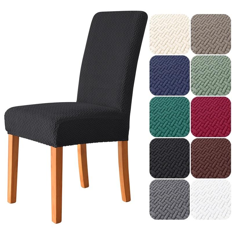 

4/6Pcs Jacquard Dining Room Chair Cover Stretch Spandex Chair Covers Elastic Kitchen Seat Slipcovers For El Banquet Wedding 4pcs