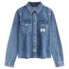 Jeans Vintage Etikett Tasche Baumwolle Slim Fit Hemd Damen Hellblau Denim J223851