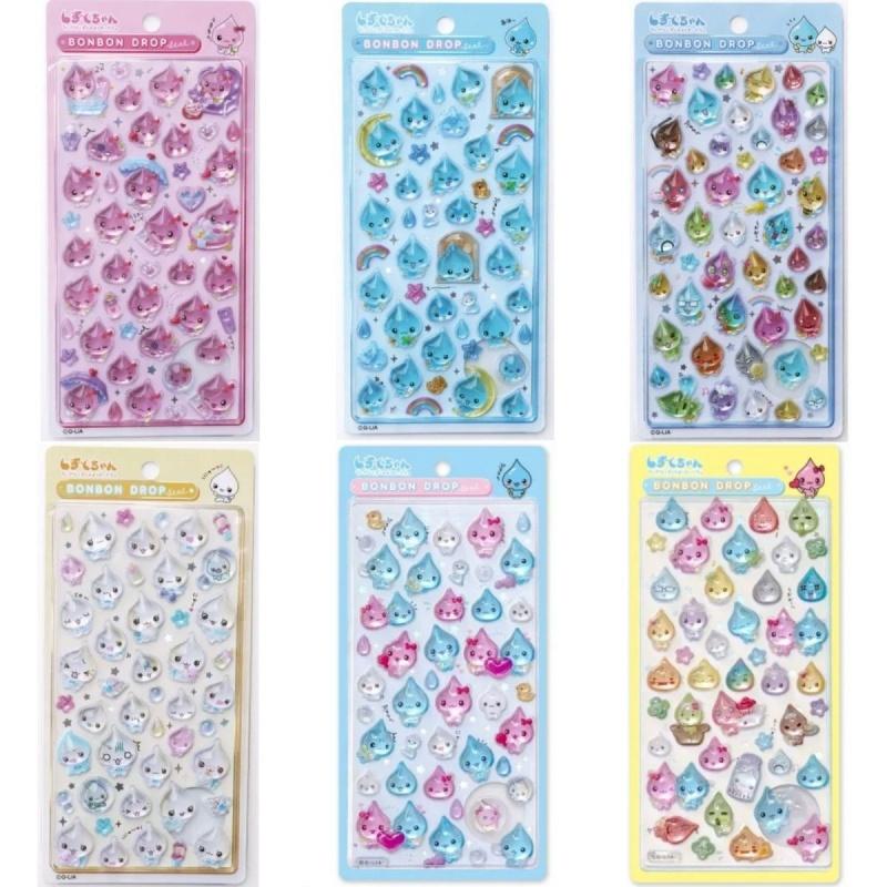 1/6Pcs Diy Small Water Drop 3D Crystal Stickers Kawaii Sparkling Powder Raindrop Lord Crystal Drop Glue Decorative Small Gifts