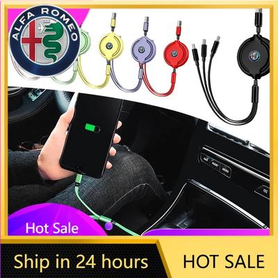 Car Stickers For Alfa Romeo Car Internal 3 In 1 USB Telescopic Charger Adapter Cord Cable For Alfa Romeo 159 Giulietta Giulia 14