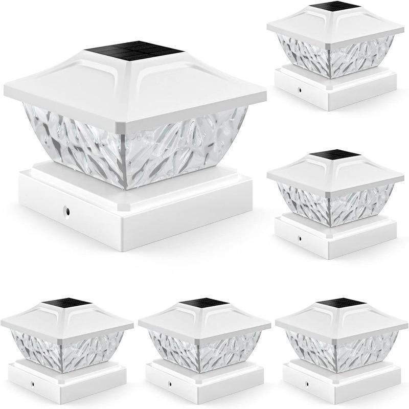 6/4/2/1 Pezzi Luce Solare a LED Quadrata per Recinzione Lampada Bianca/Calda Lampada per Colonne di Ville Testata di Pilastro di Cancello per Recinzione Lampada a LED Decorazione per Casa Giardino