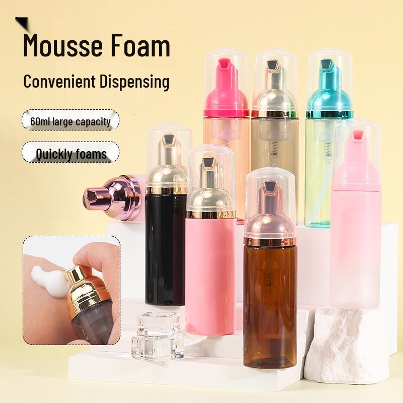 60ml Portable Foaming Face Wash Bottle - Refillable Press-Type Facial Cleanser Mousse Container