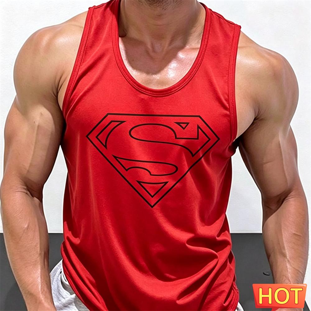Men Round Neck Sleeveless Fitness Vest Quick‑Dry Gym Tank Top