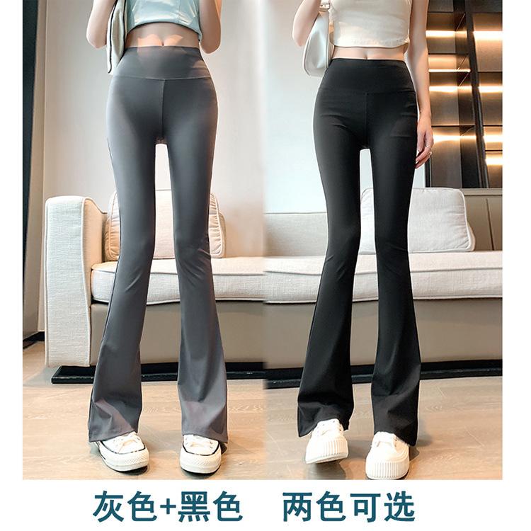 Women High Waist Flared Shark Pants Plus Size Yoga Pants Stretch Slim Bootcut Leggings Outer Wear Trousers
