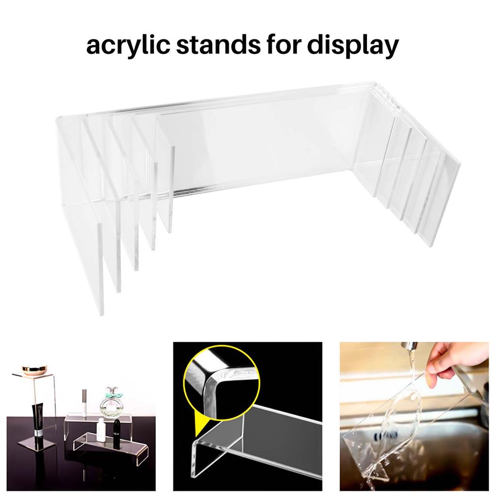 ABIY-5 Pack Clear Acrylic Display Risers, 5 Sizes Acrylic Jewelry Display Riser Shelf Showcase Fixtures for Cake, Display