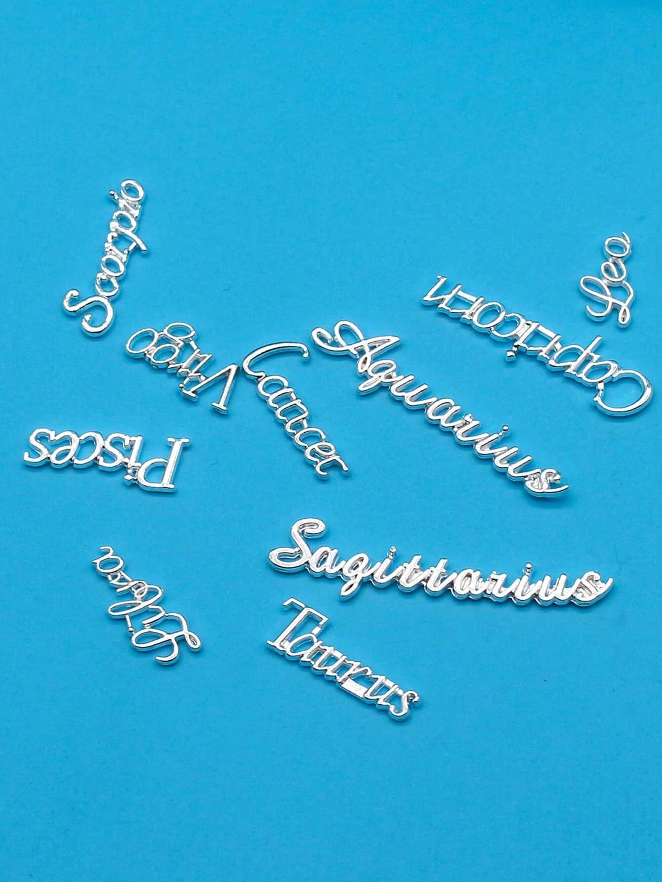 

12/36 шт сплав двенадцать созвездий украшения для ногтей золото и серебро розовые созвездия текст украшения для ногтей