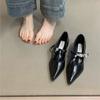 Fashion 2024 New Style Silver Leather Shoes Fashion Pointed Low Heel Mary Jane Women's Casual Shoes