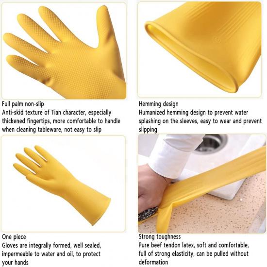 Reusable Dishwashing Latex Gloves, Thickened and wear-resistant, for Kitchen Working Painting Gardening, etc.