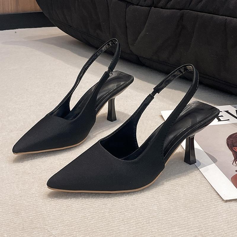 New Summer High Heel Women Sandals Fashion Cover Toe Singbacks Mules Shoes Ladies Elegant Dress Slip On Pumps