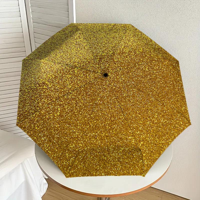 1 ks Zlatý třpytivý vzor Design deštníku Automatické otevírání a zavírání Deštník, Vysoce kvalitní Cestovní deštník, Lehký a přenosný, -22