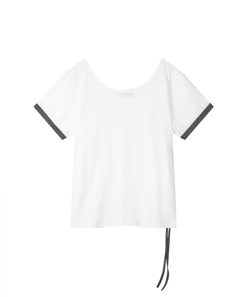 Lujeoseukeulleob [Jamaehwa] Clef Star Hotfix Off-Shoulder Short Sleeve Tee White