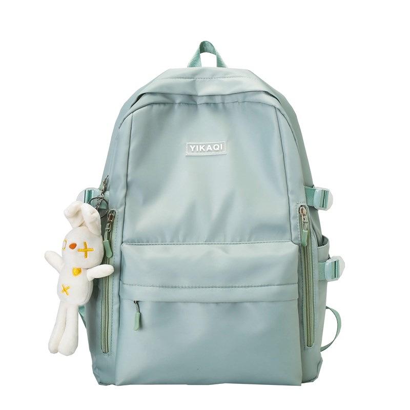 Schoolbag high value solid color backpack schoolbag Japanese campus simple versatile light flash class large capacity double backpack