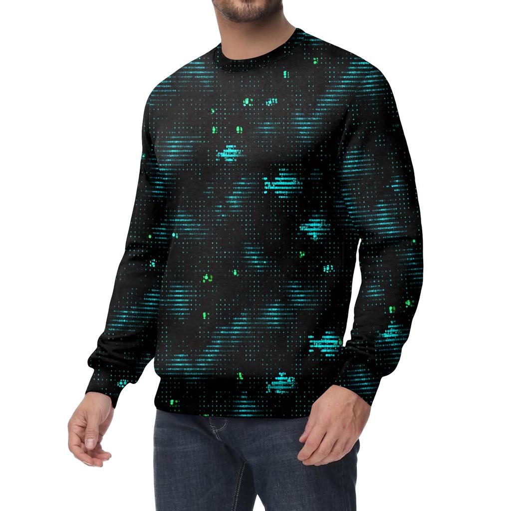 Men's Casual Fashion Printed Round Neck Pullover Sweatshirt
