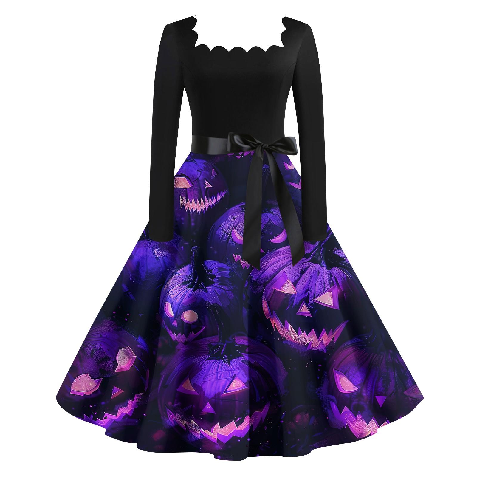 

Женское повседневное модное платье в стиле ретро с квадратным вырезом и длинными рукавами XL