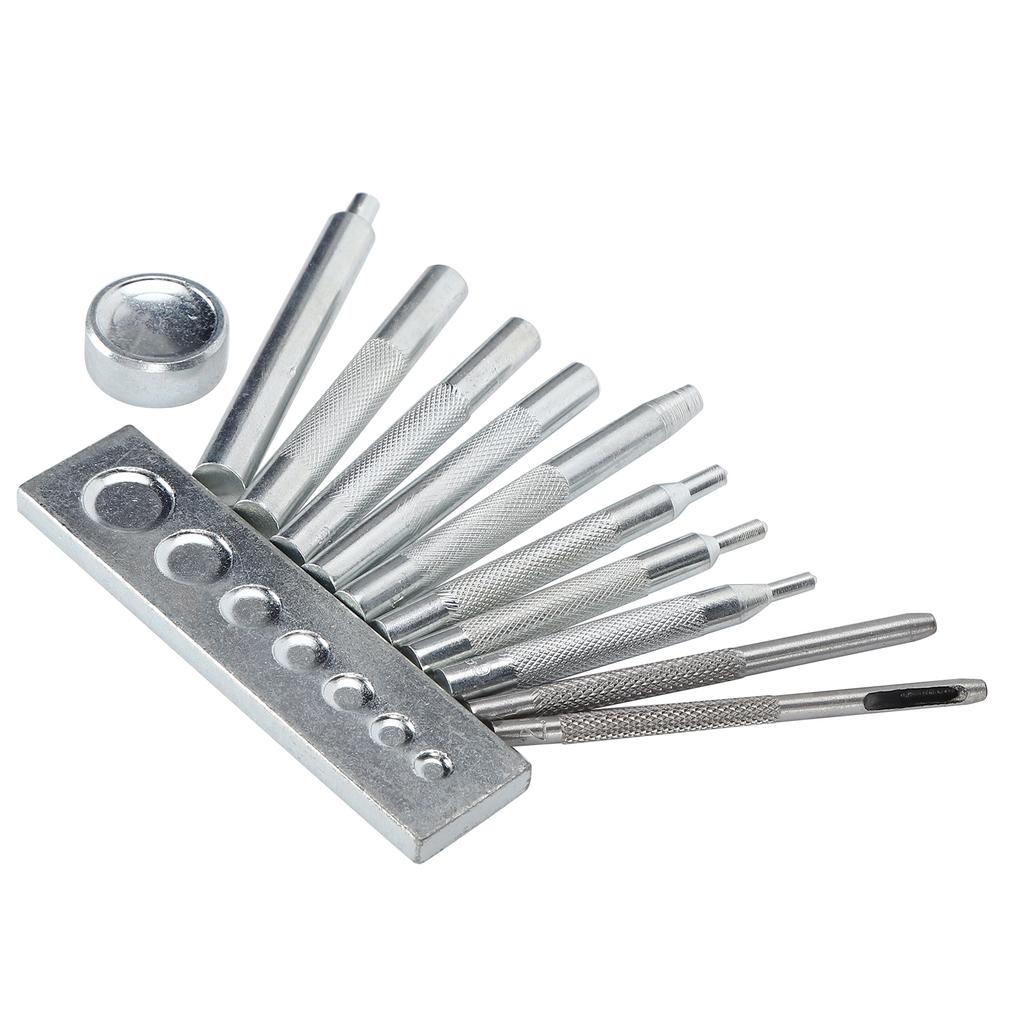 Snap Button Punch Base Set Stainless Steel DIY Leather Setting Tool for Hole Install Button