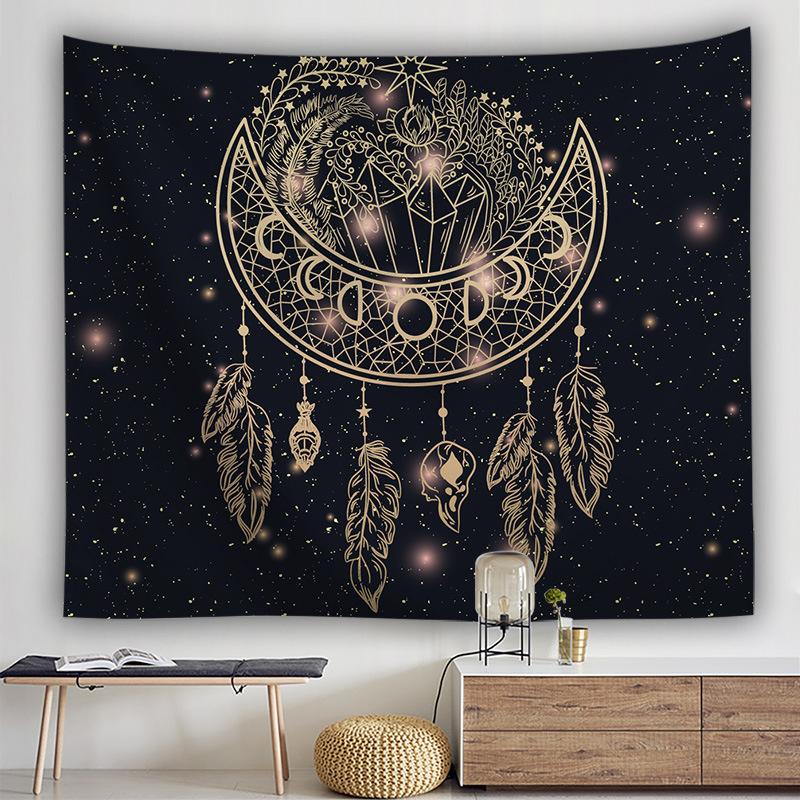 Bohemian Dream Catcher Tapestry Psychedelic Feather Mystical Decor Bedroom Hippie Wall Carpet Beach Towel Home Decor