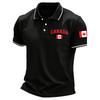 Men's Button Front Polo Shirt Short Sleeve Casual Lightweight Breathable Fabric Classic Fit with Embroidered Country Emblem