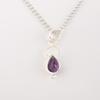 925 Sterling Silver Amethyst Teardrop Pendant Natural Gemstone Jewelry 1.40" PP-12-7