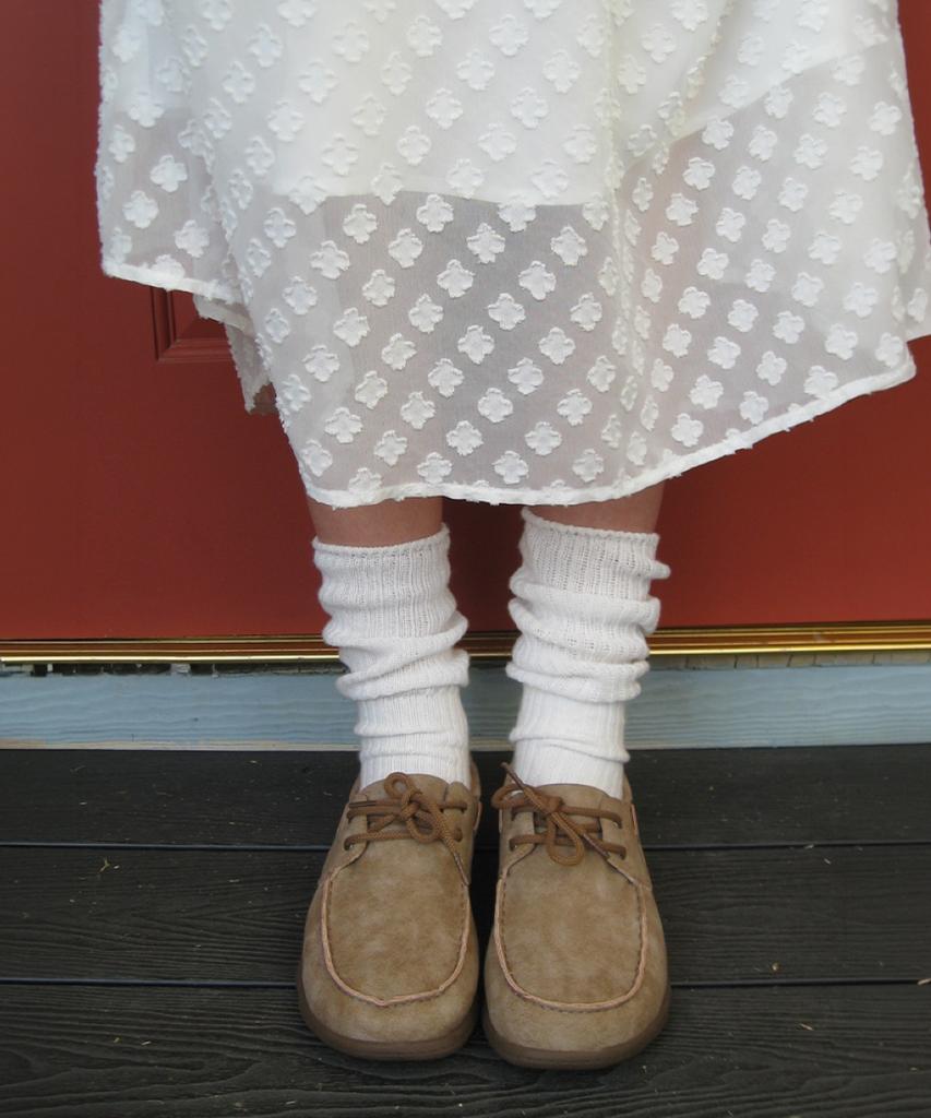 RONRON Sheer Pattern String Long Skirt Clover White
