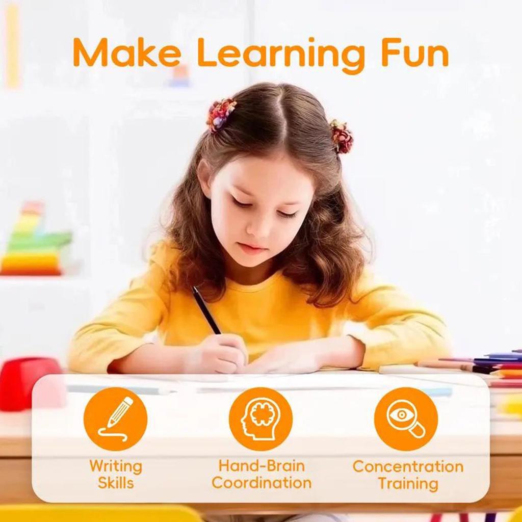 Reusable Grooved Handwriting Practice Book Learn to Write with Pen Grips Magic Copybook for Kids, Toddler Kindergarten