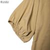 ZANZEA Women Casual Turn Down Collar Summer 3/4 Sleeve Dress