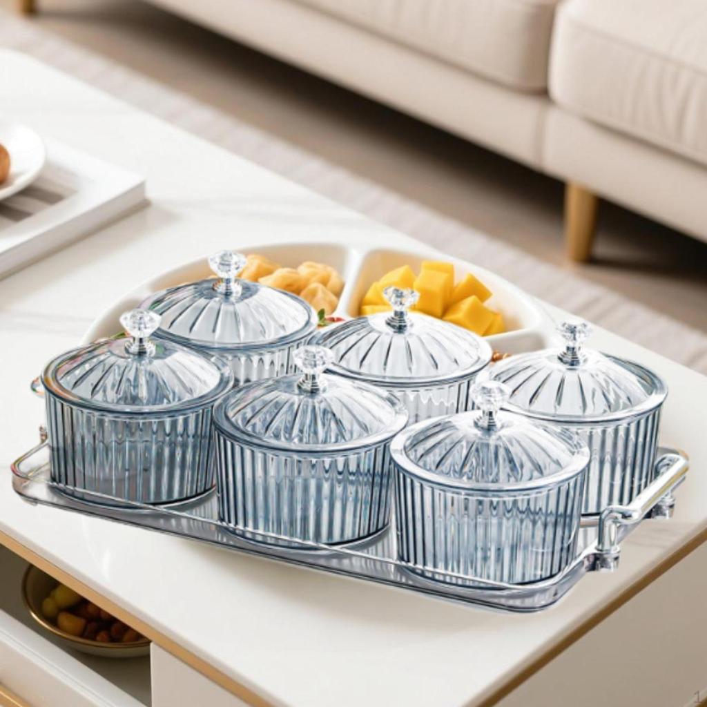 Divided Dried Fruit Plate Dish Modern Decorative Serving Tray with Lid for Kitchen Wedding