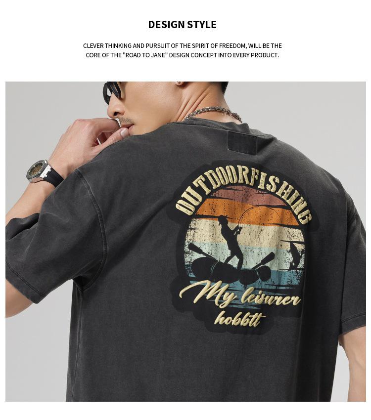 Herr 230g Tungvikt T-shirt i Ren Bomull, 2025 Ny Stil, Kortärmad, Sommar Lös Passform, Amerikanskt Trendigt Märke.