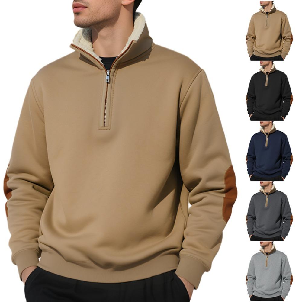 New Arrival Retro Stand Collar Half-Zip Men's Long-Sleeved Casual Sports Sweatshirt