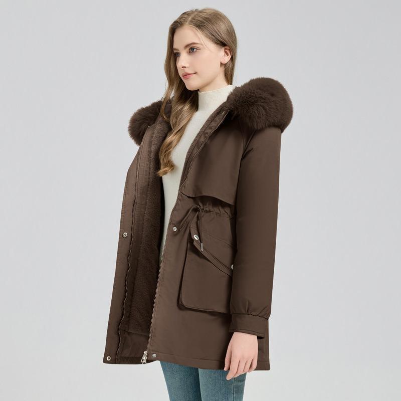 New velvet pie overcomes cotton-padded clothes, winter down cotton-padded clothes, medium and long loose warm jackets