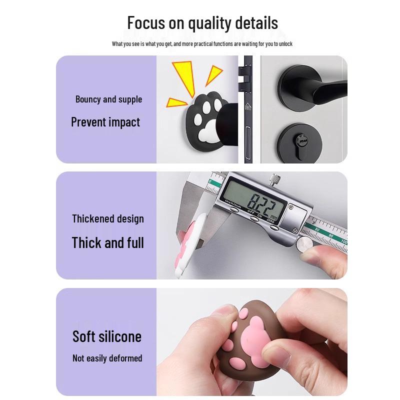 Adorable Cat Paw Silicone Door Handle Cushion Wall Sticker Bumper