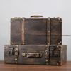 Vintage Leather Suitcase European-Style Storage Box Home Organization Container Photography Prop Shop Window Display Decorative