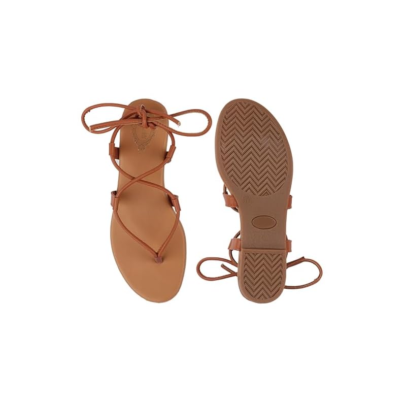 Shoetopia Girls Roman Brown Flat Sandal - 9 Uk (Girls-Roman-Brown) 9 UK коричневый