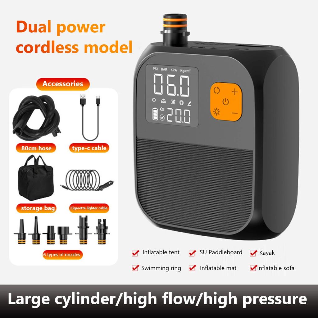 Wireless Air Pump 8000mAh LCD Display Portable Electric Tire Inflator 25PSI For SUP  Kayaks Surfing Kite Mattress Air Compressor