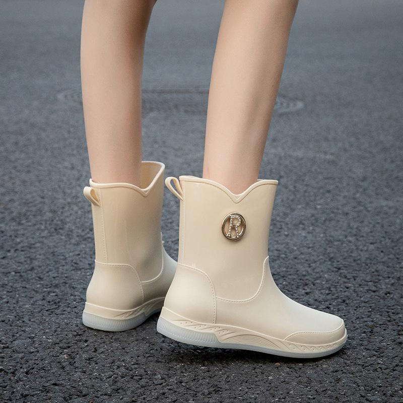 

Водонепроницаемая обувь женская обувь для дождя короткие резиновые сапоги модная обувь для автомойки работы нескользящая 40