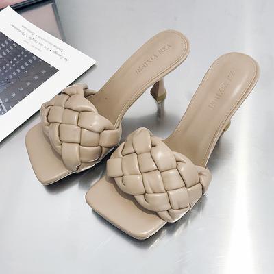 Sexy Hausschuhe Frauen Mid Heels Sandalen Marke Pumps Sommer Neue Trend Mode Dias Karree Schuhe Casual Frauen Flip-Flops