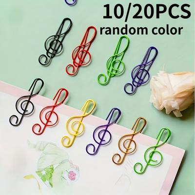 10/20pcs Color Music Note Paper Clip | Assorted Colors, Musical Note Bookmarks for Organizing Documents,Reading Folder