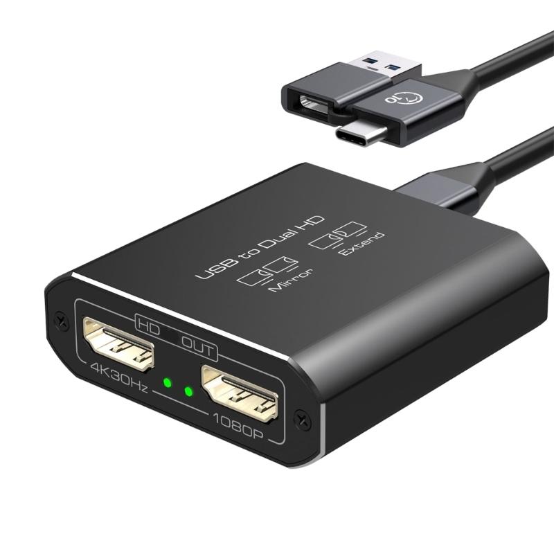 

USB to HDTV Splitter 1080P@60Hz Resolution 1 IN 2 OUT Double HDTV Adapter Support Extended for PC Desktop 1